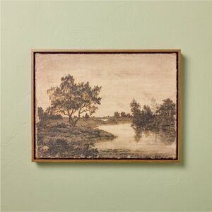 12”x16” Horizontal Landscape Lake Burlap Framed Wall Art Hearth & Hand Magnolia